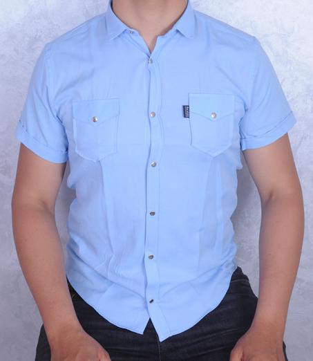 Chemise demi manche Bleu ciel