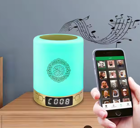 مصباح مكبر صوت محمول عالي الجودة للقرآن الكريم بمصباح إضاءة LED صوتي محمول