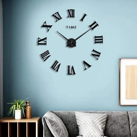 Montre Murale 3D  Noir Chiffres Romains 60 Cm