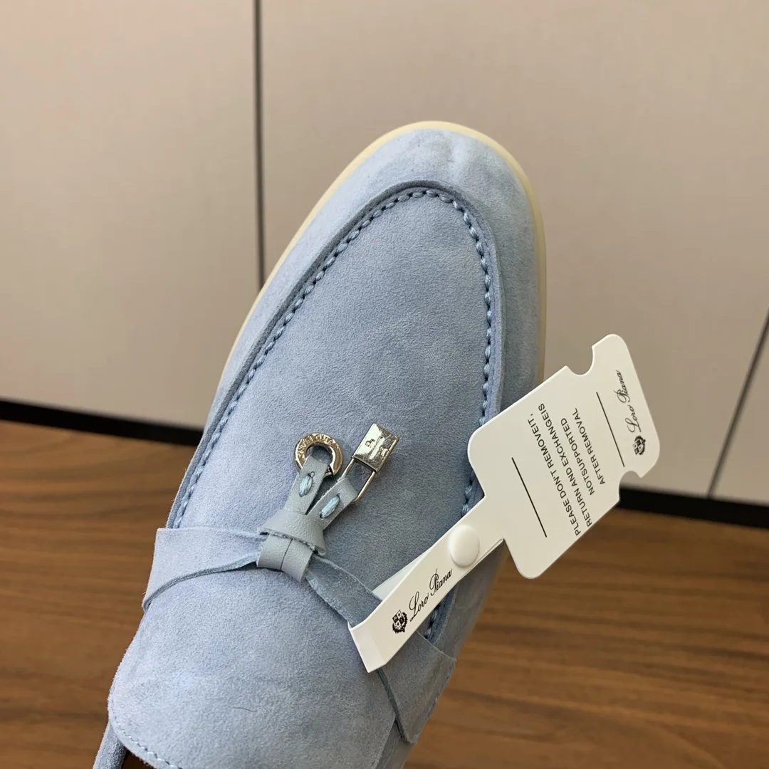 Mocassin Femme Bleu Clair en Suède