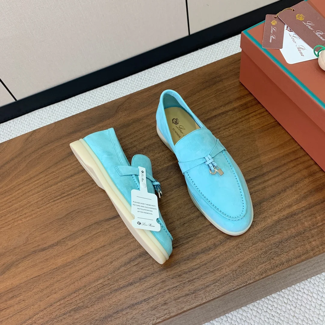 Mocassin femmme Bleu Ciel en Suède