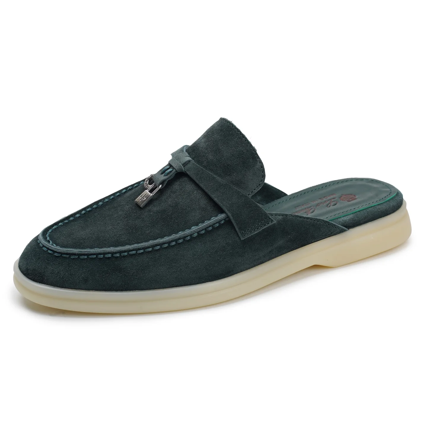 Babouche Mangle Daim - blue-green