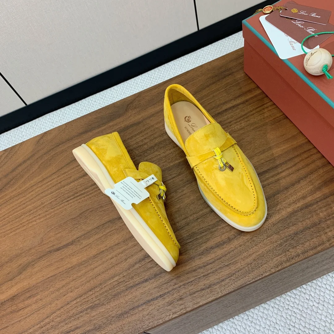 Mocassin Femme Jaune en Suède