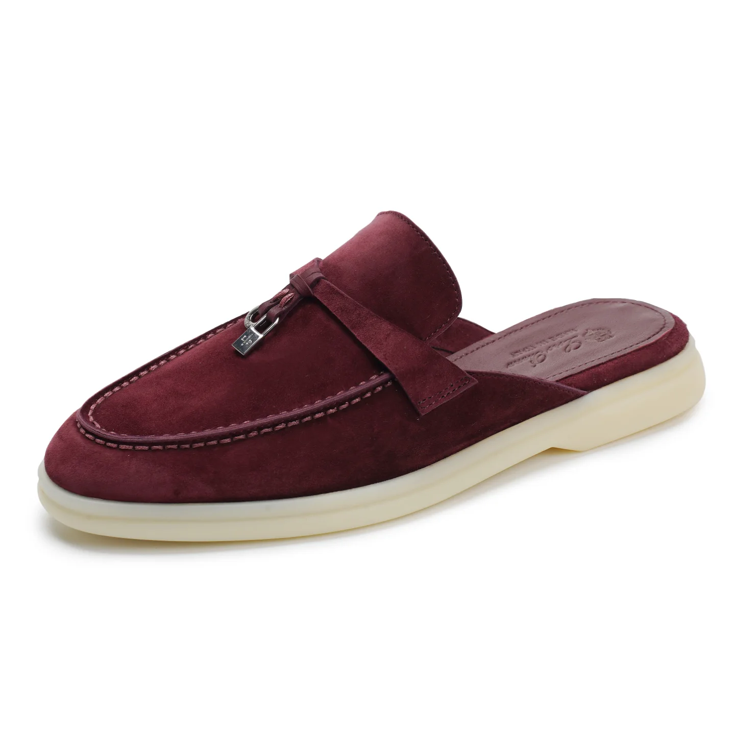 Babouche Mangle Daim - darkred