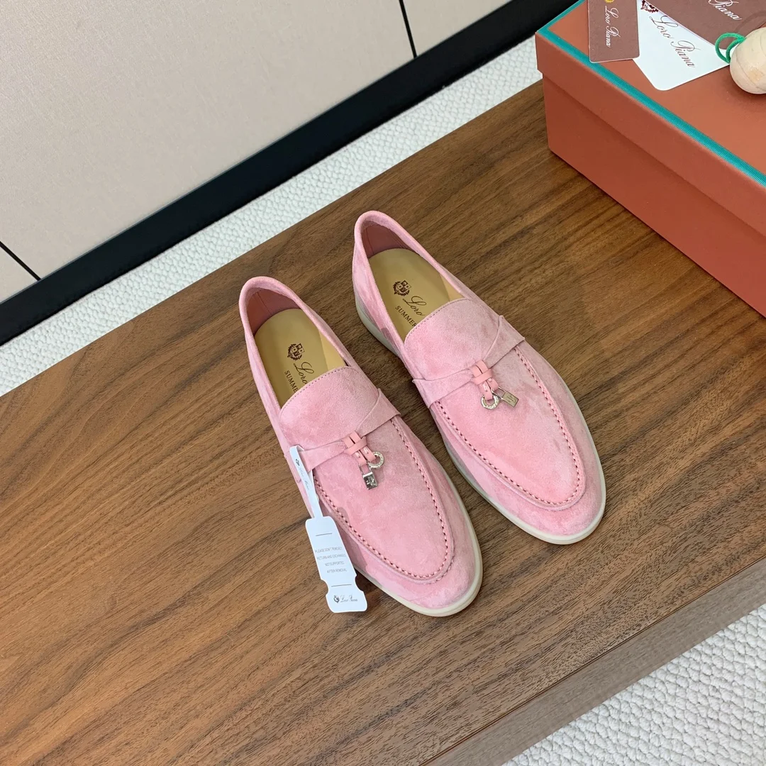 Mocassin femme Rose Poudré en Suède