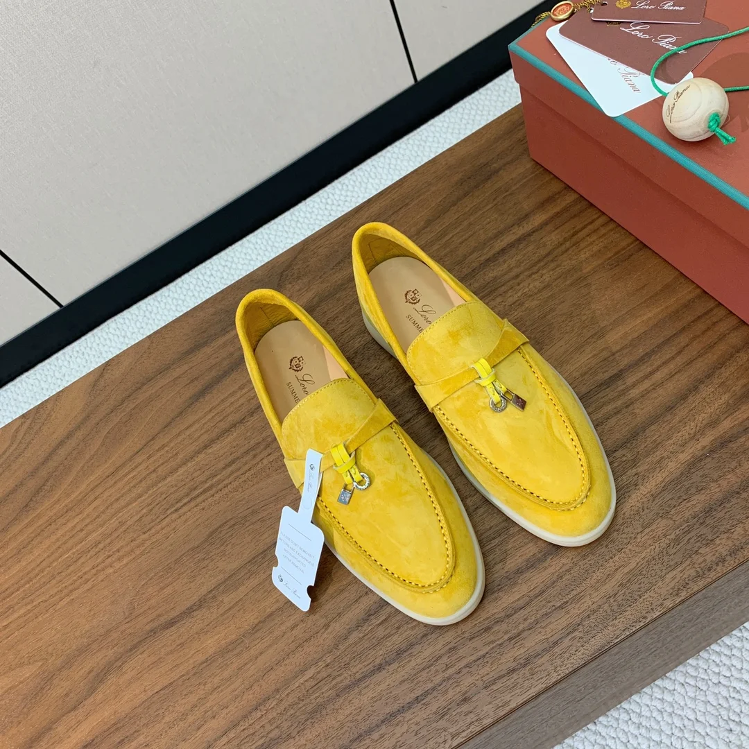 Mocassin Femme Jaune en Suède