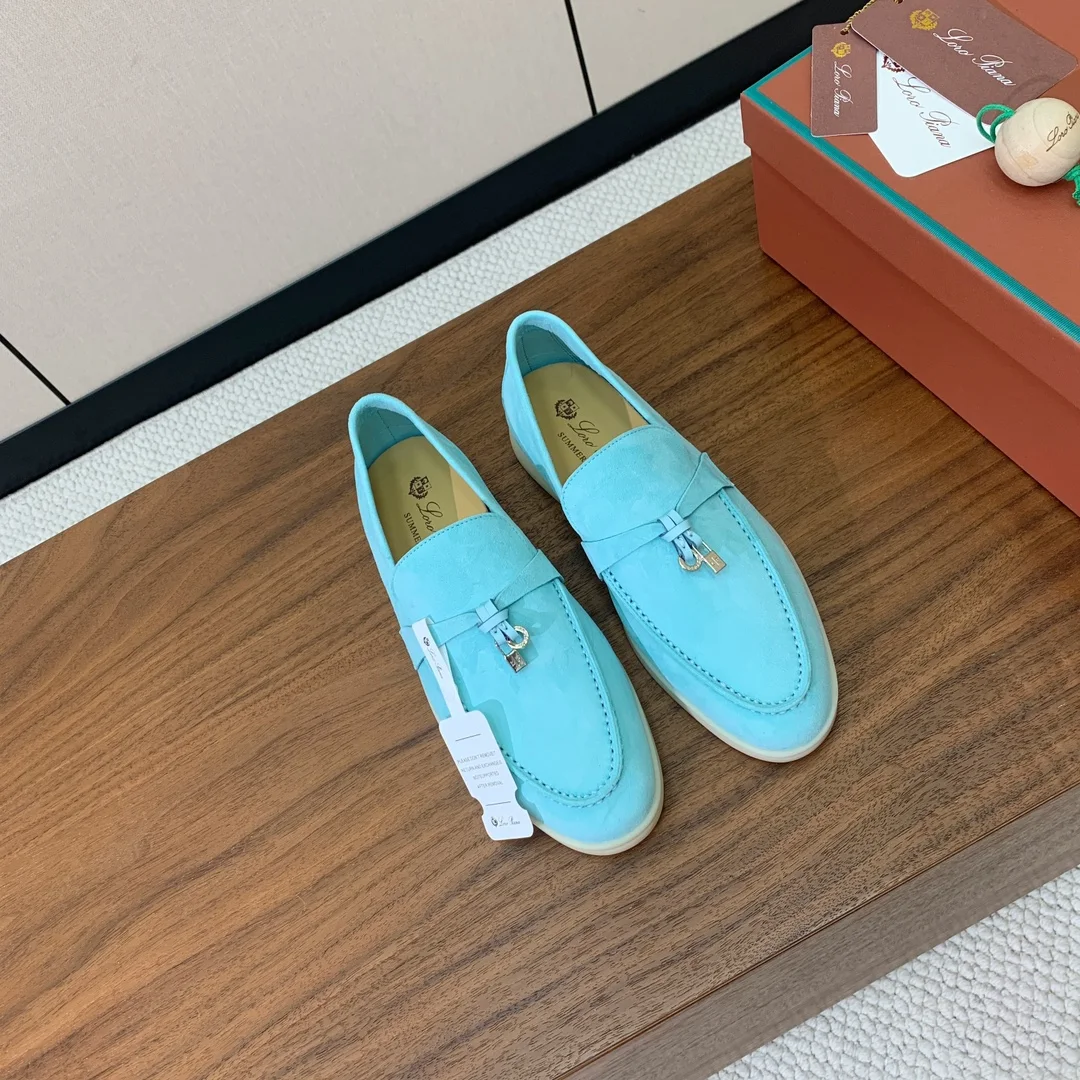 Mocassin femmme Bleu Ciel en Suède