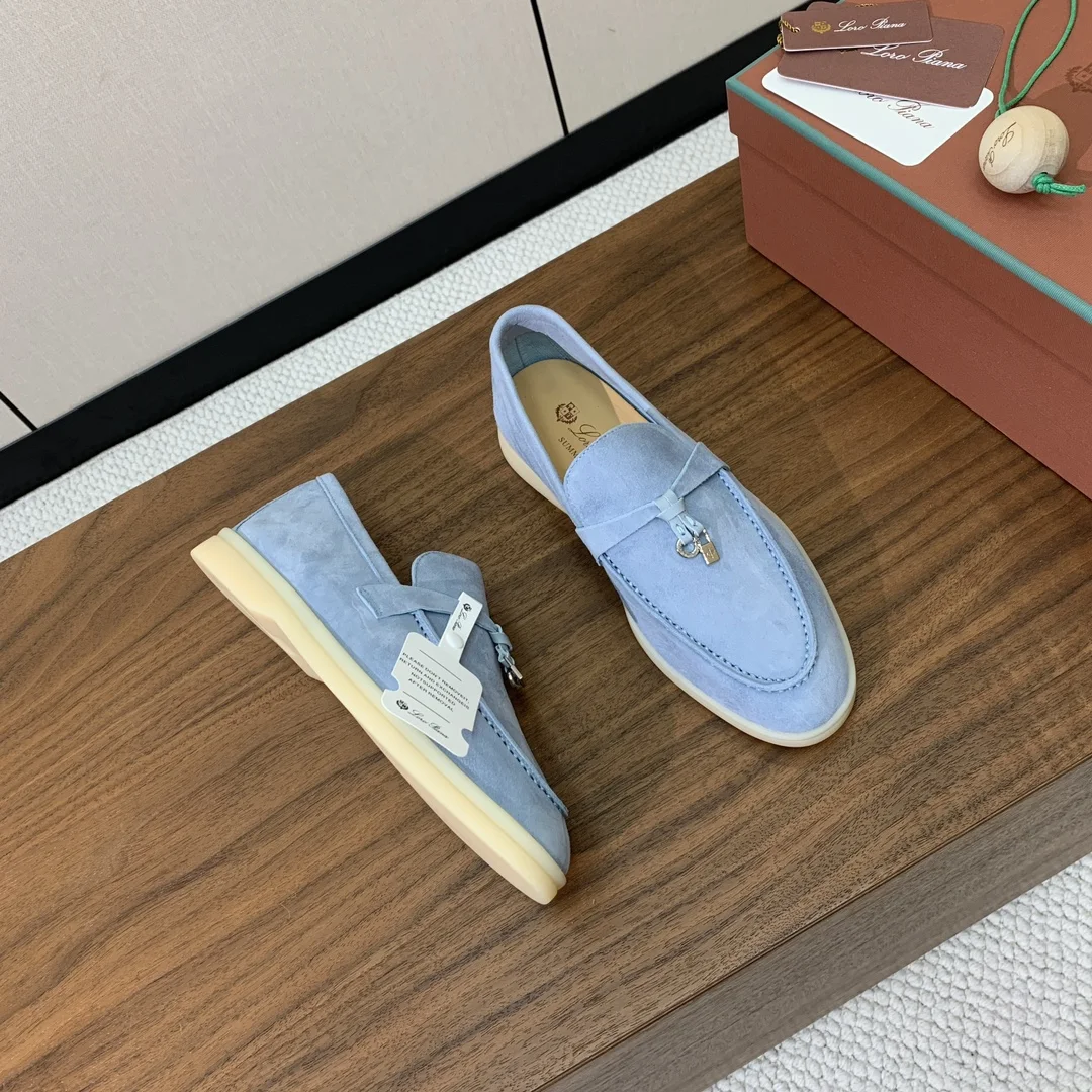 Mocassin Femme Bleu Clair en Suède