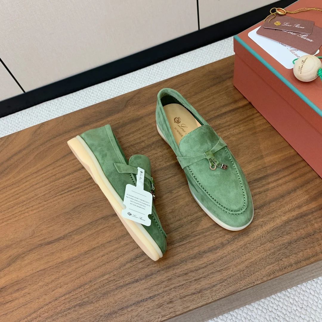 Mocassin Femme Vert en Suède
