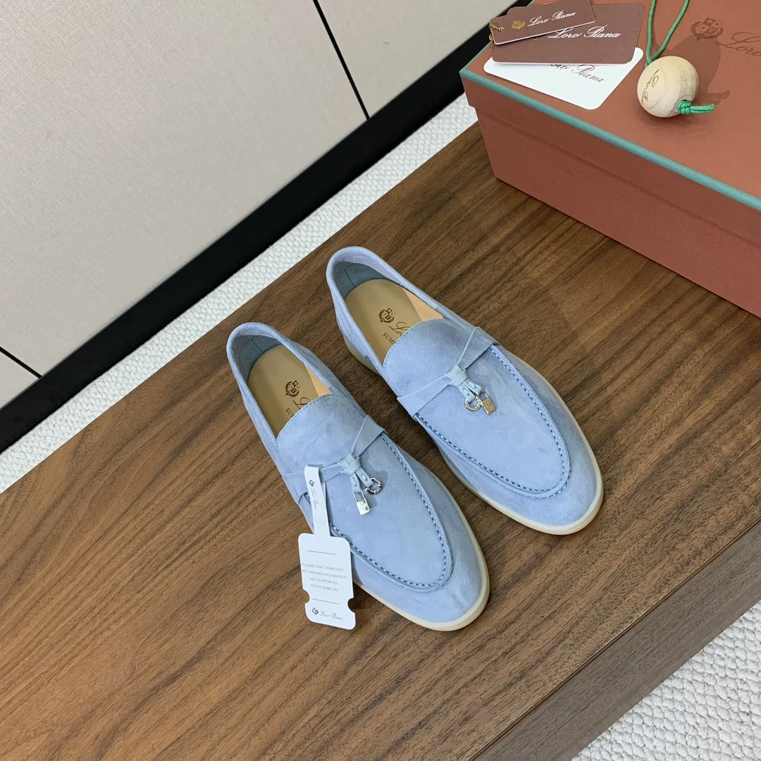 Mocassin Femme Bleu Clair en Suède