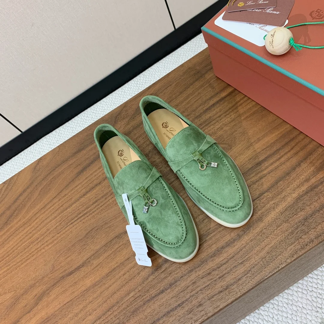 Mocassin Femme Vert en Suède