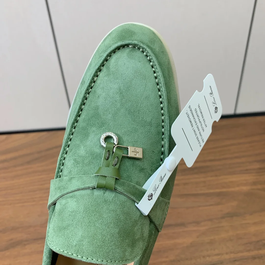 Mocassin Femme Vert en Suède