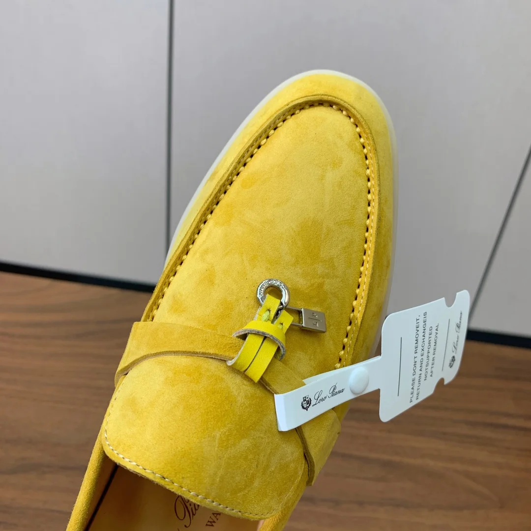 Mocassin Femme Jaune en Suède