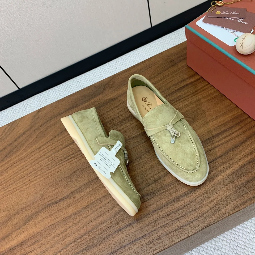 Mocassin Femme Vert Sauge en Suède