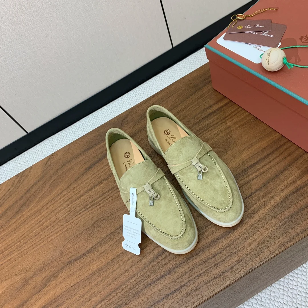 Mocassin Femme Vert Sauge en Suède