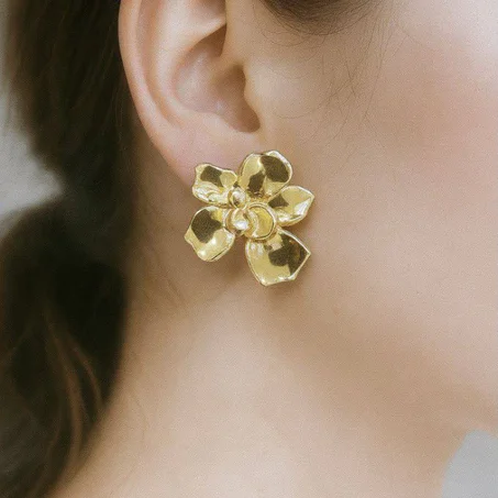 Boucles d'oreilles fleur en acier