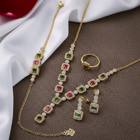 Ensemble Royale Vert & Rose