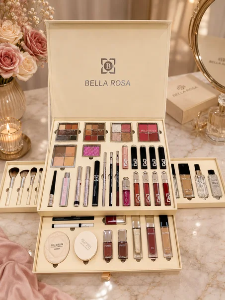 Pack BELLA ROSA – Coffret Beauté Complet | Environ 44 Produits de Maquillage