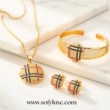 parure style Berre burry 4 pieces plaqué or