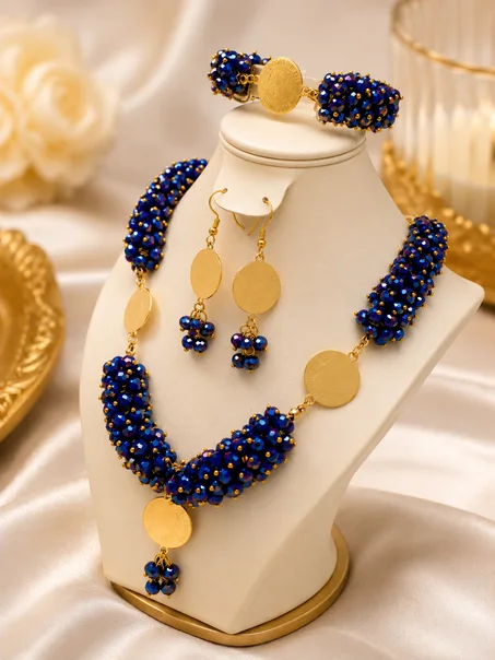 parure cristal bleu avec elouiz