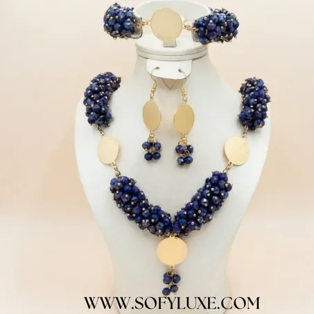 parure cristal bleu avec elouiz