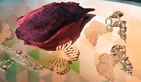 parure papillion en acier inoxydable