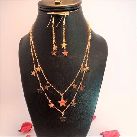 parure 2pieces COLIERE DOUBLE ET BOUCLE   طقم2 قطع