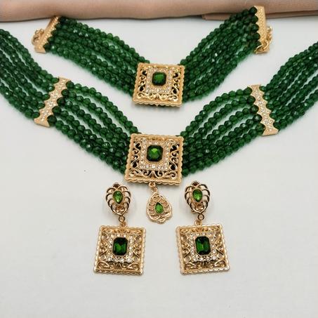 PARURE RAS DE COU VERT 3 PIECES