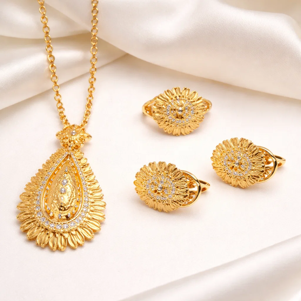 Parure Florale en Plaqué Or