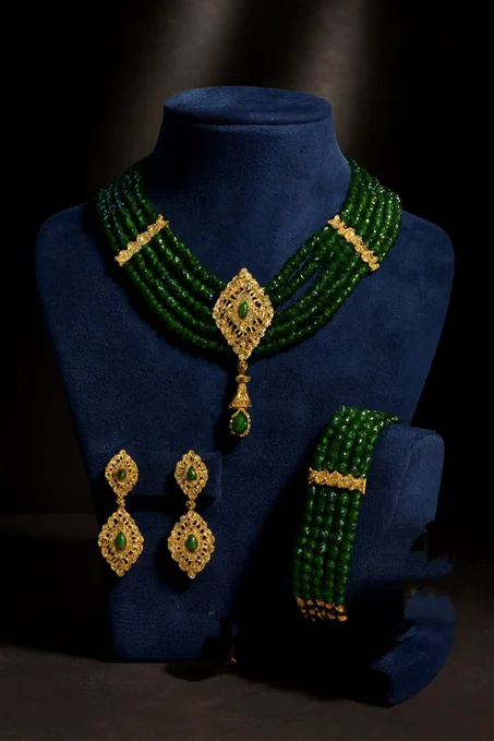 parure ras de cou vert 3 pièces