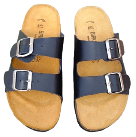 صندالة جلد طبيعي أسود