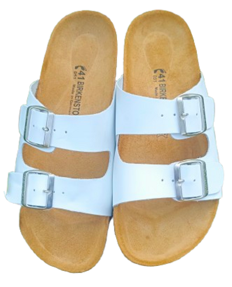 صندالة جلد طبيعي أبيض