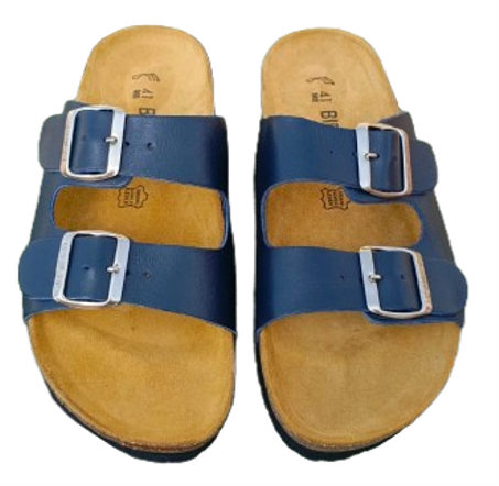 صندالة جلد طبيعي بلو مارين