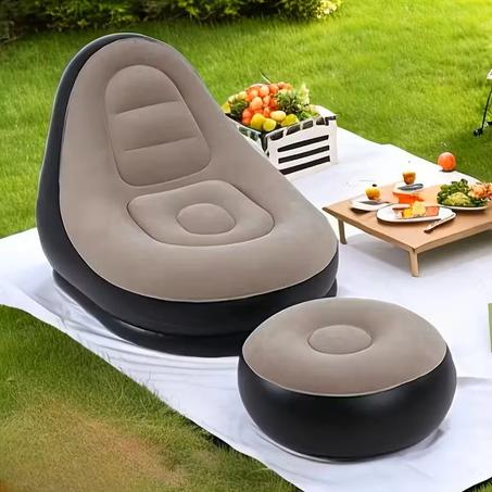 كرسي هوائي مريح بمسند قدم — خفيف وقابل للطي