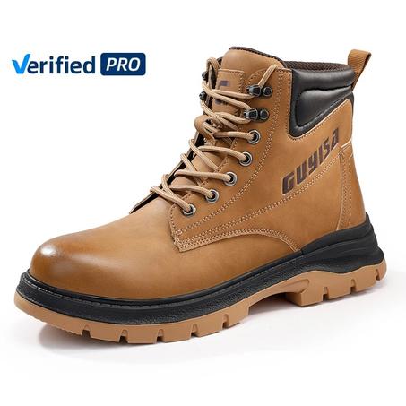 Lightweight waterproof safety boots with rubber sole for men.