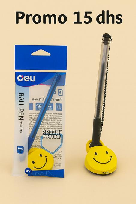 Stylo à bille avec support smiley – Couleur bleue