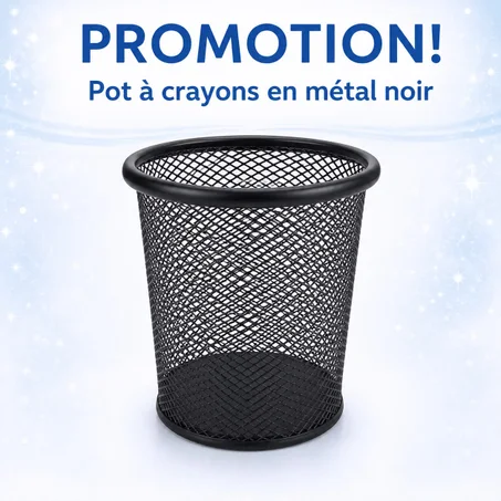 Pot à crayons en métal          noir        ✓ Design élégant et moderne