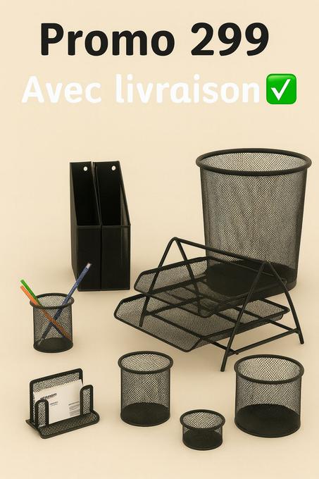 Ensemble complet de bureau en métal – 8 pièces( plateau à documents à 3niveaux)