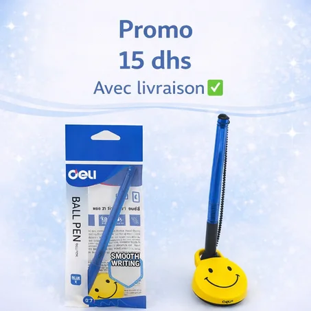 Stylo à bille avec support smiley – Couleur bleue