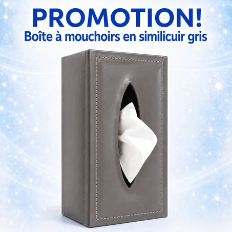 BOÎTE À MOUCHOIRS EN SIMILICUIR GRIS