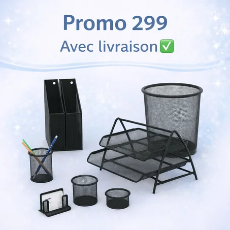 Ensemble complet de bureau en métal – 8 pièces( plateau à documents à 3niveaux)