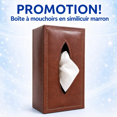 BOÎTE À MOUCHOIRS EN SIMILICUIR MARRON