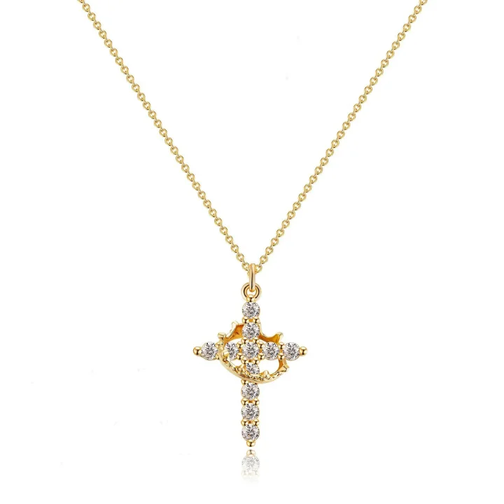 Collier croix couronne 👑