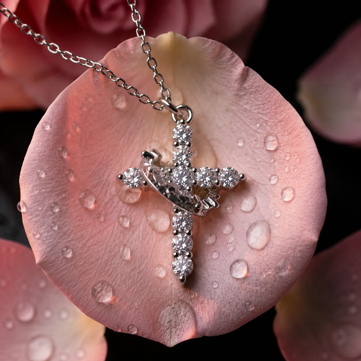Collier croix couronne 👑