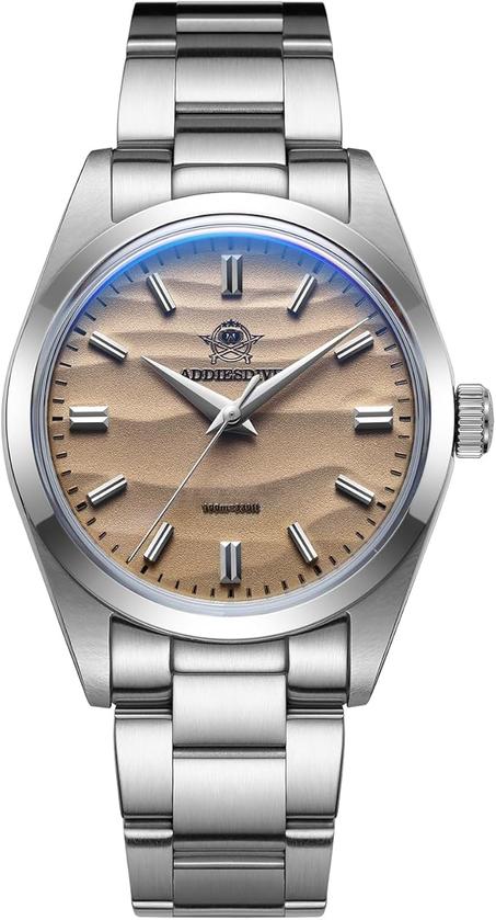 ساعة يد كوارتز للرجال 36 ملم انالوج VH31 بحركة كوارتز ميكانيكية KI معدنية مقاومة للماء حتى عمق 100 متر AD2030، اصفر، ياباني