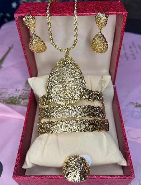 طقم مجوهرات نسائي كامل فاخر acier inoxydable