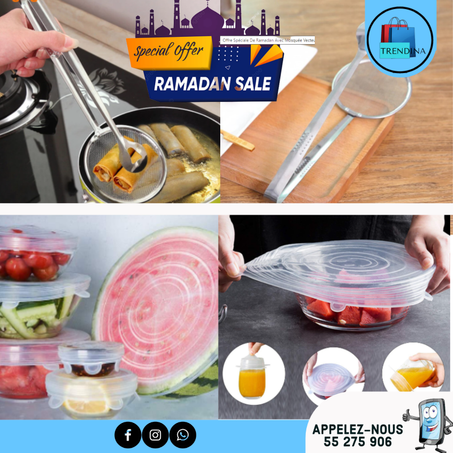 pack promo ramadan (pack de6 couvert en silicones + pince de l'huile)