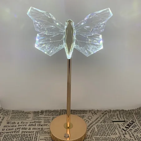 Lampe de table papillon en Cristal