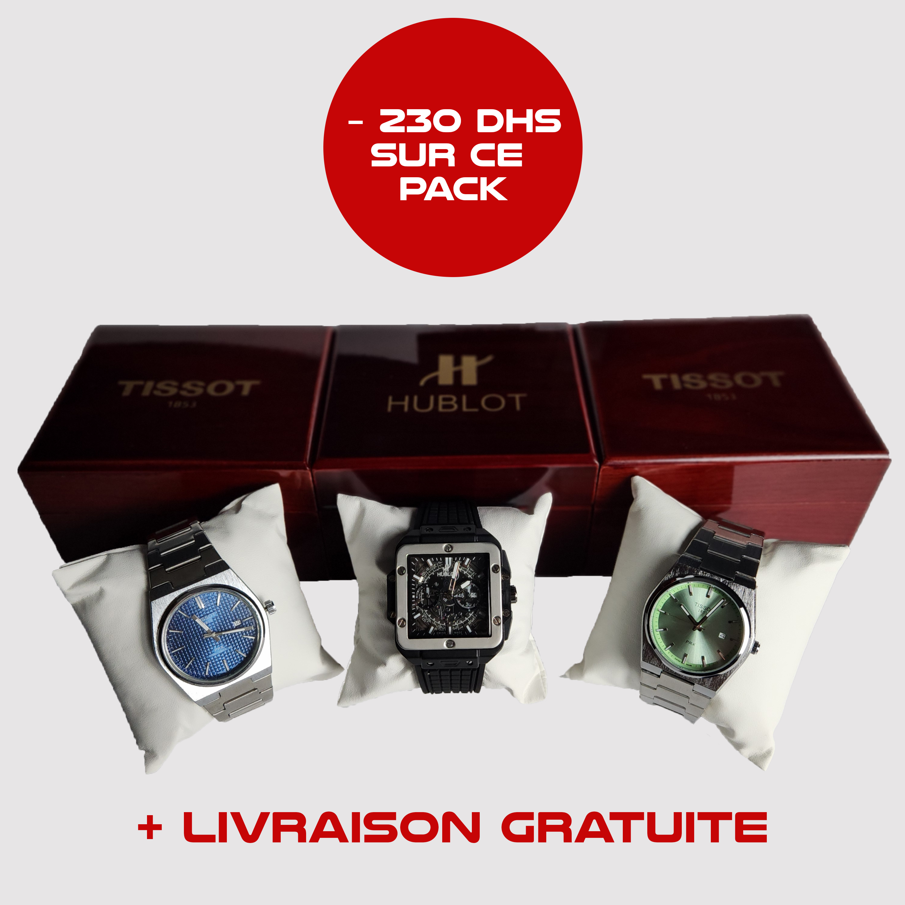 Pack 3 Montres (Tissot/Hublot/Tissot)
