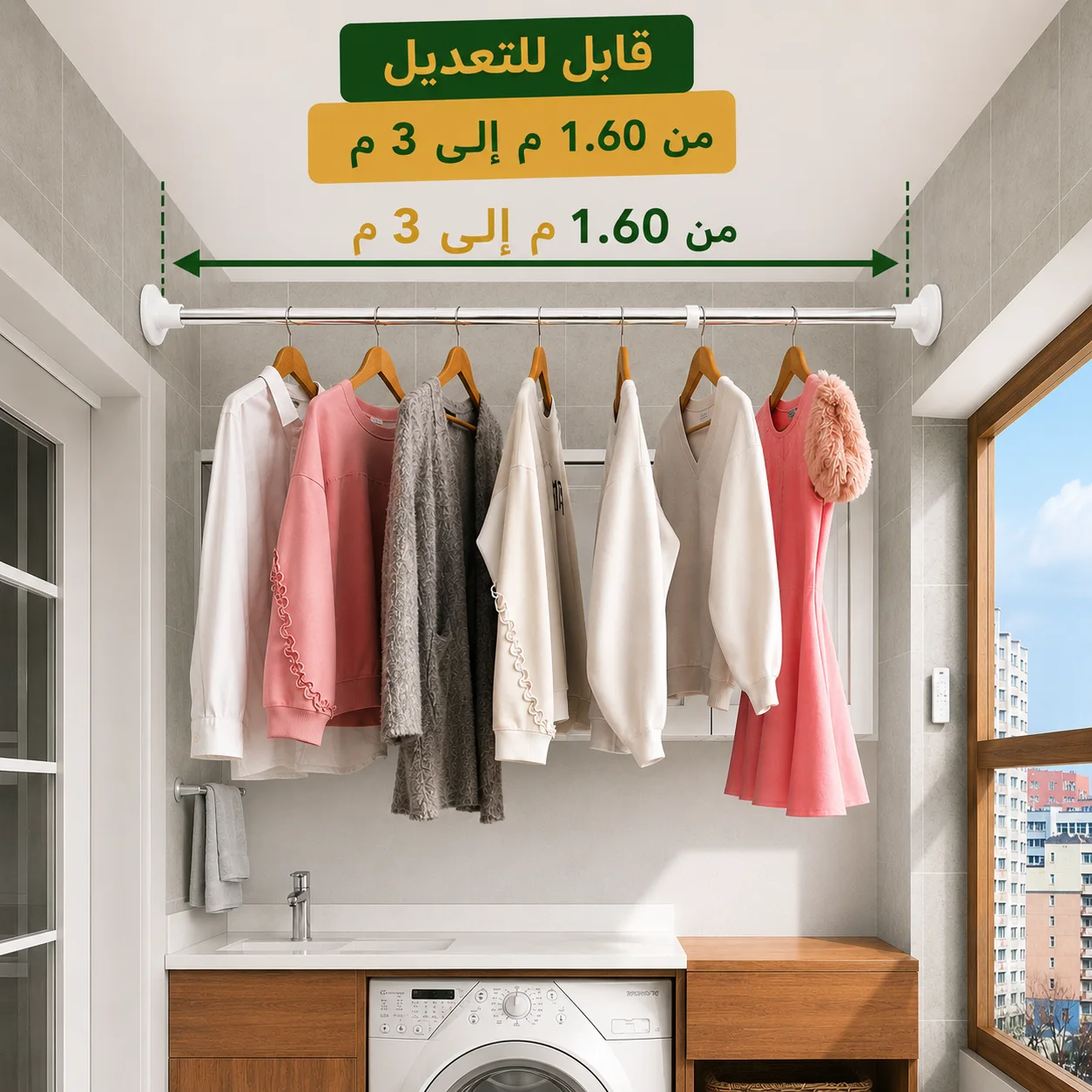 علاقة ملابس قابلة للتمدد – من 1 إلى 3 متر